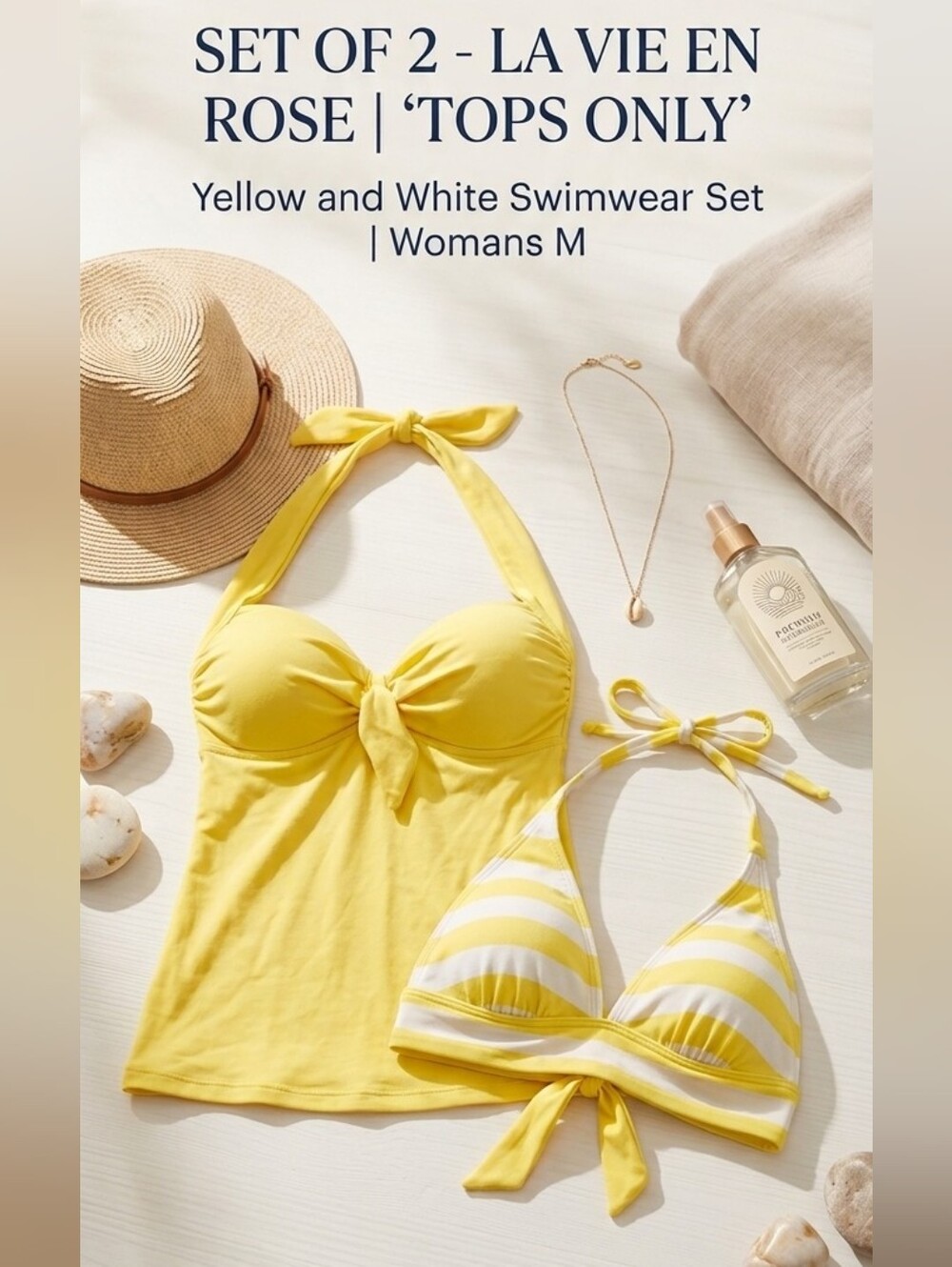 Set of 2 - La Vie En Rose Yellow Swimwear Tops - Womans M